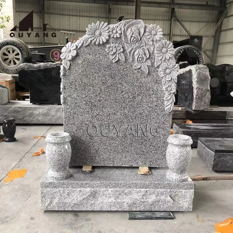 QUYANG Wholesale G654 Granite Grave Stones Cemetery European style Tombstones And Monuments