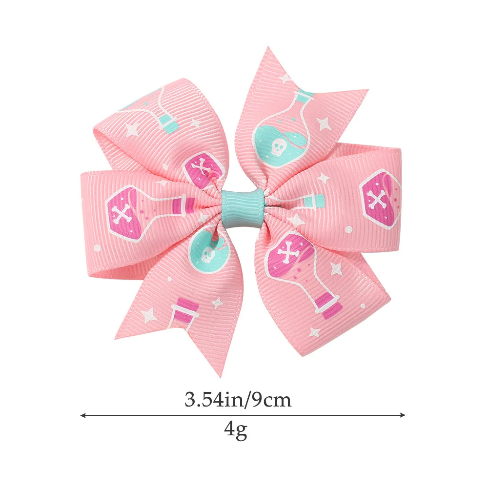 Jiamu New Design Halloween Children Ribbon Bow Hair Clips For Little Girls Black Bats Evil Halloween Hair Accessories Wholesale