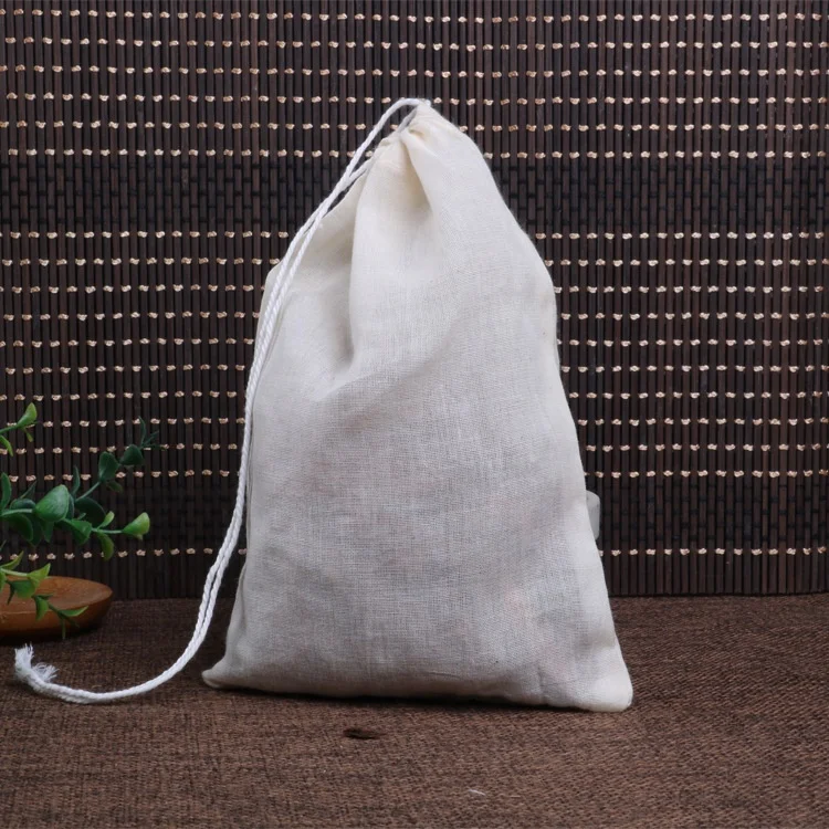 Sopurrrdy China factory supply reusable organic cotton muslin bath tea drawstring bags