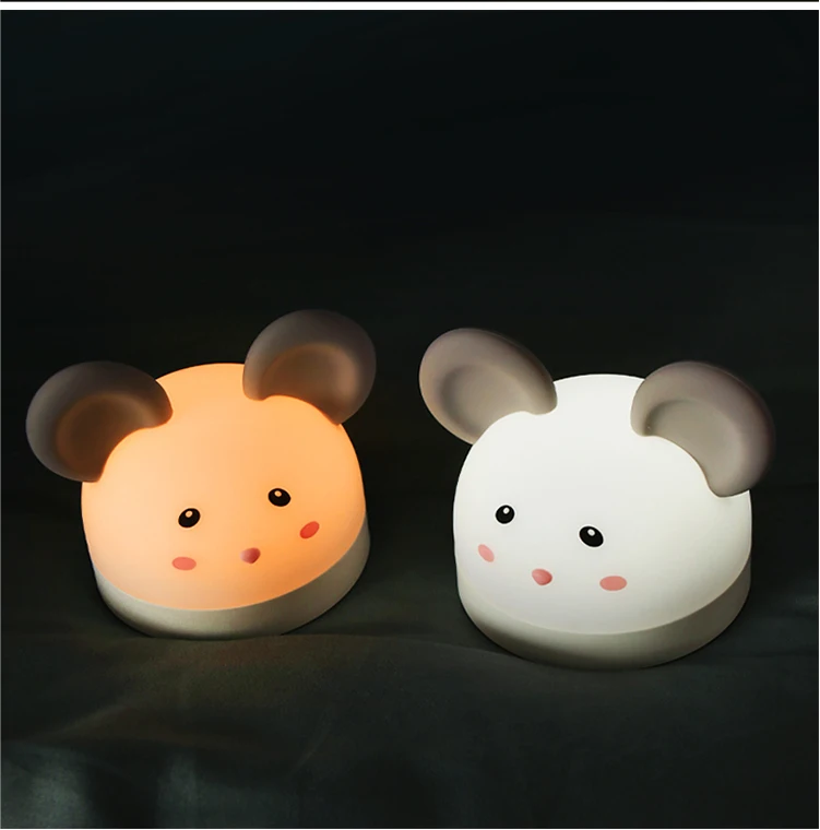Super Cute Mouse Animal 7 Colors Light Changing Silicone LED Toy Lamp Squish Silicone Soft Mouse Alarm Clock Night Light