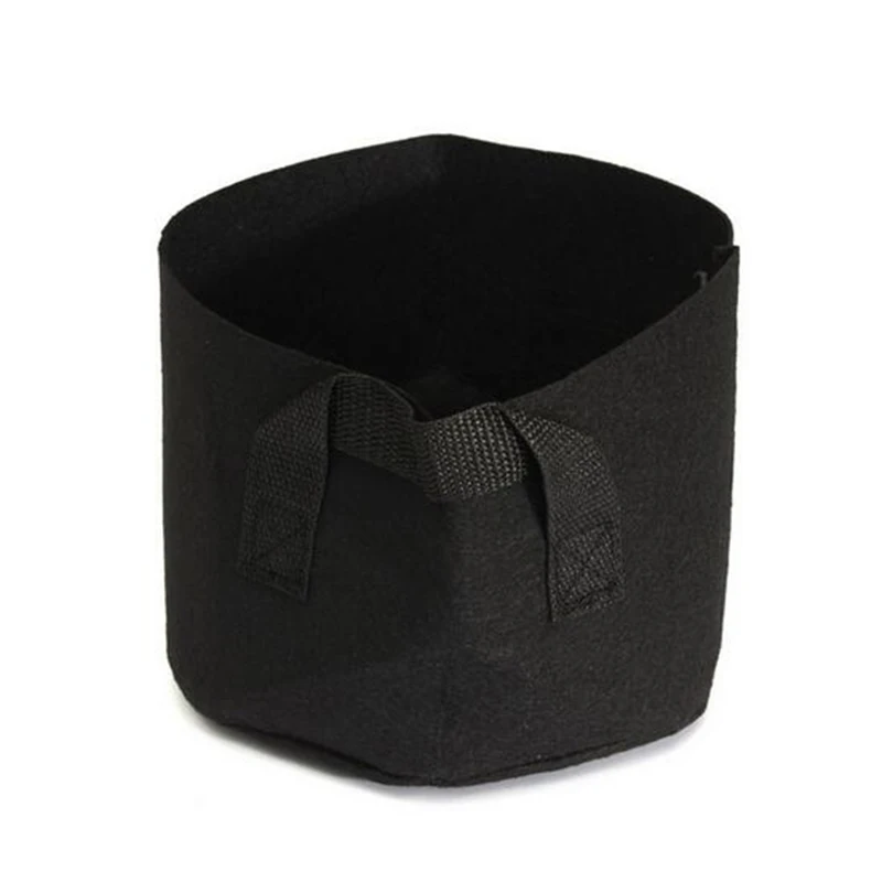 5 Pack 15 Gallons Heavy Duty Thickened Nonwoven Fabric Pots Grow Bags with Strap Handles Tan