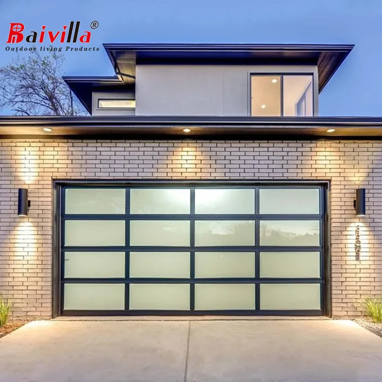 Factory Best Wind Resistant and Warm Tempered Aluminum Glass Anti-theft Automatic Garage Door Automatic Roll up Garage Door