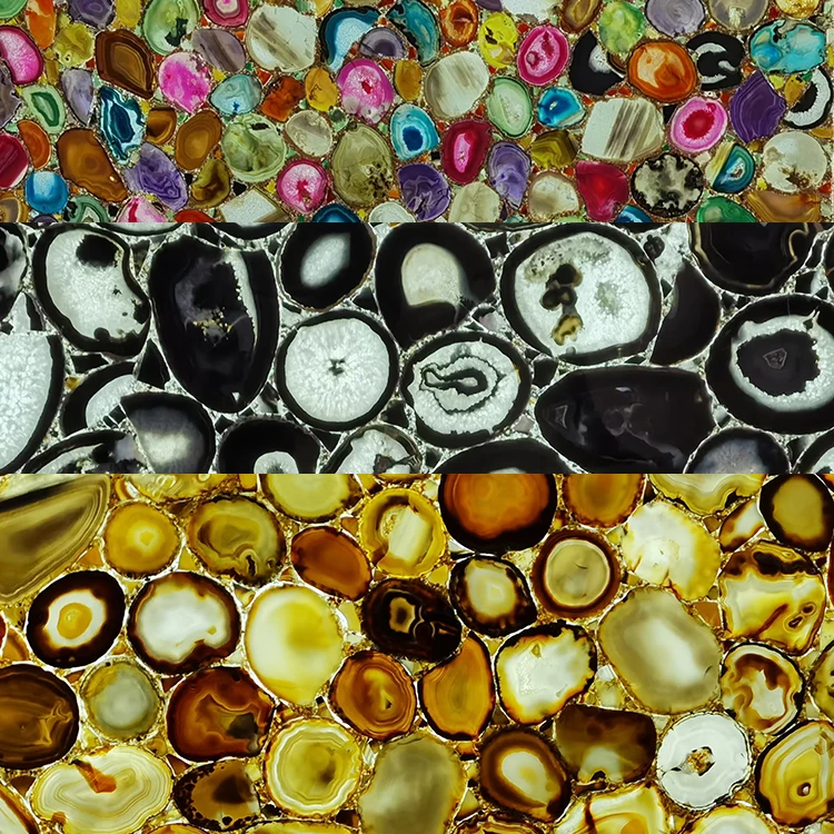 Stone Natural Luxury Glass Surface Semi Precious Stone Slabs Raw Natural AgateTable