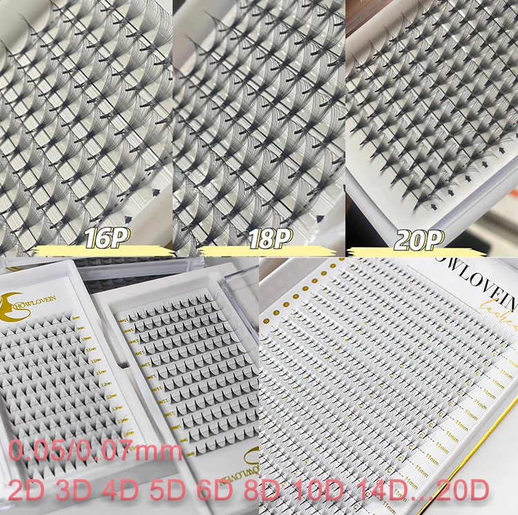 Ultra Speed Premade Fans 0.05 0.07mm Super Root Pointy Base 8D 10D Premade Fans Lashes