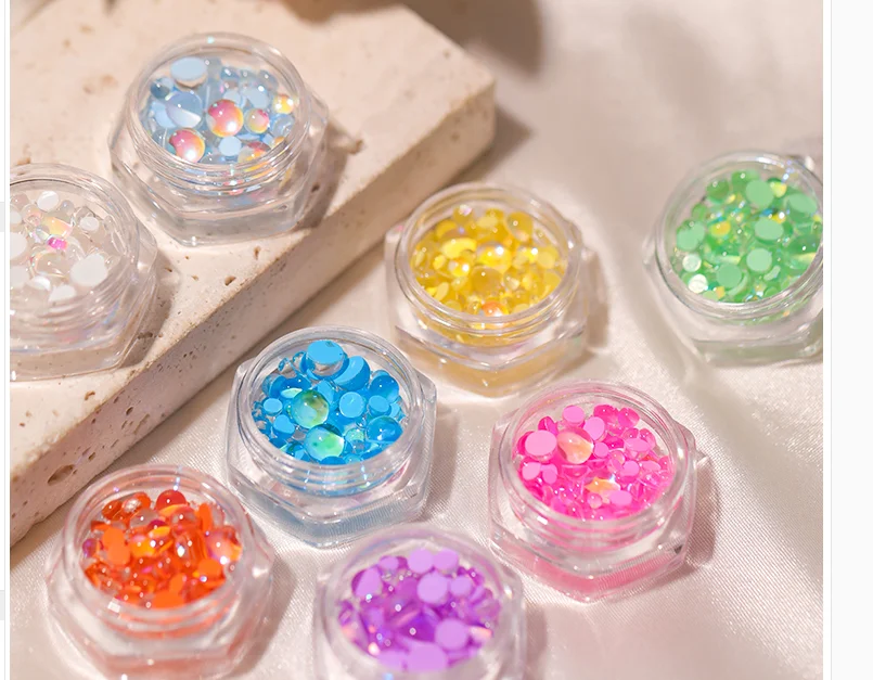 
Shininglife 1440Pcs Mix Sizes Mermaid Symphony Beads Pearl Colorful Translucent Crystal Nail Decoration DIY Nail Art Accessorie 