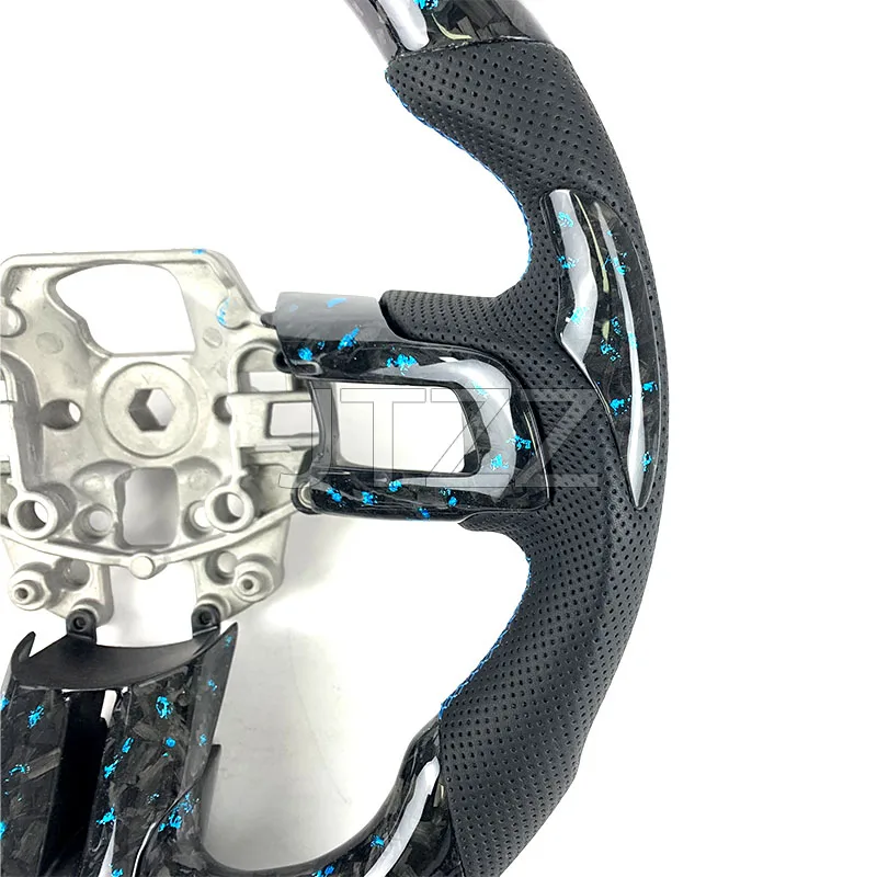 Forged carbon fiber perforated leather FOR Ford Mustang custom car steering wheel 2015 2016 2017 2018 2019 2020