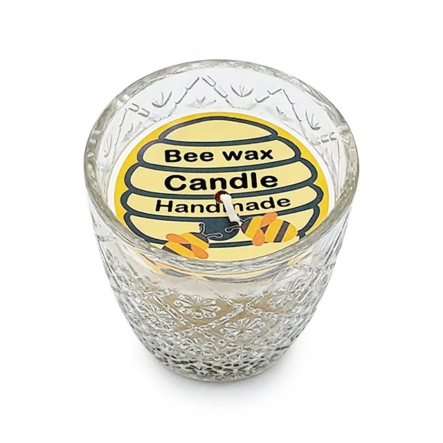 Заводская поставка, OEM, изготовление на заказ, стеклянные свечи из натурального пчелиного воска с частной этикеткой