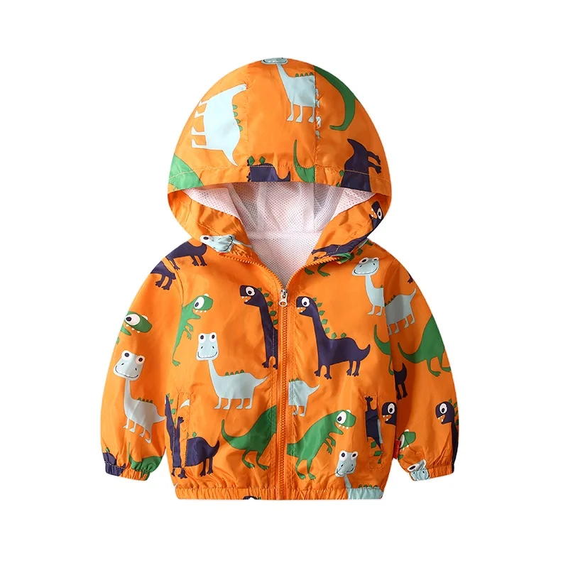 
high quality spring fall hooded jackets for boys dinosaur pattern 100% Polyester kids clothing hooded jackets 