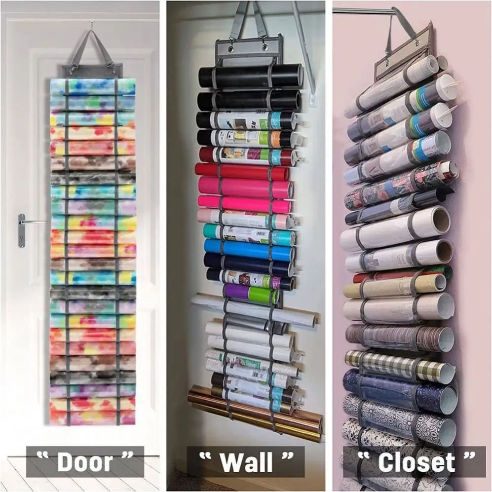 Wall Mount Vinyl Roll Storage Rack Craft collapsible Vinyl Organizer Wrap Organizer with 24 Compartments