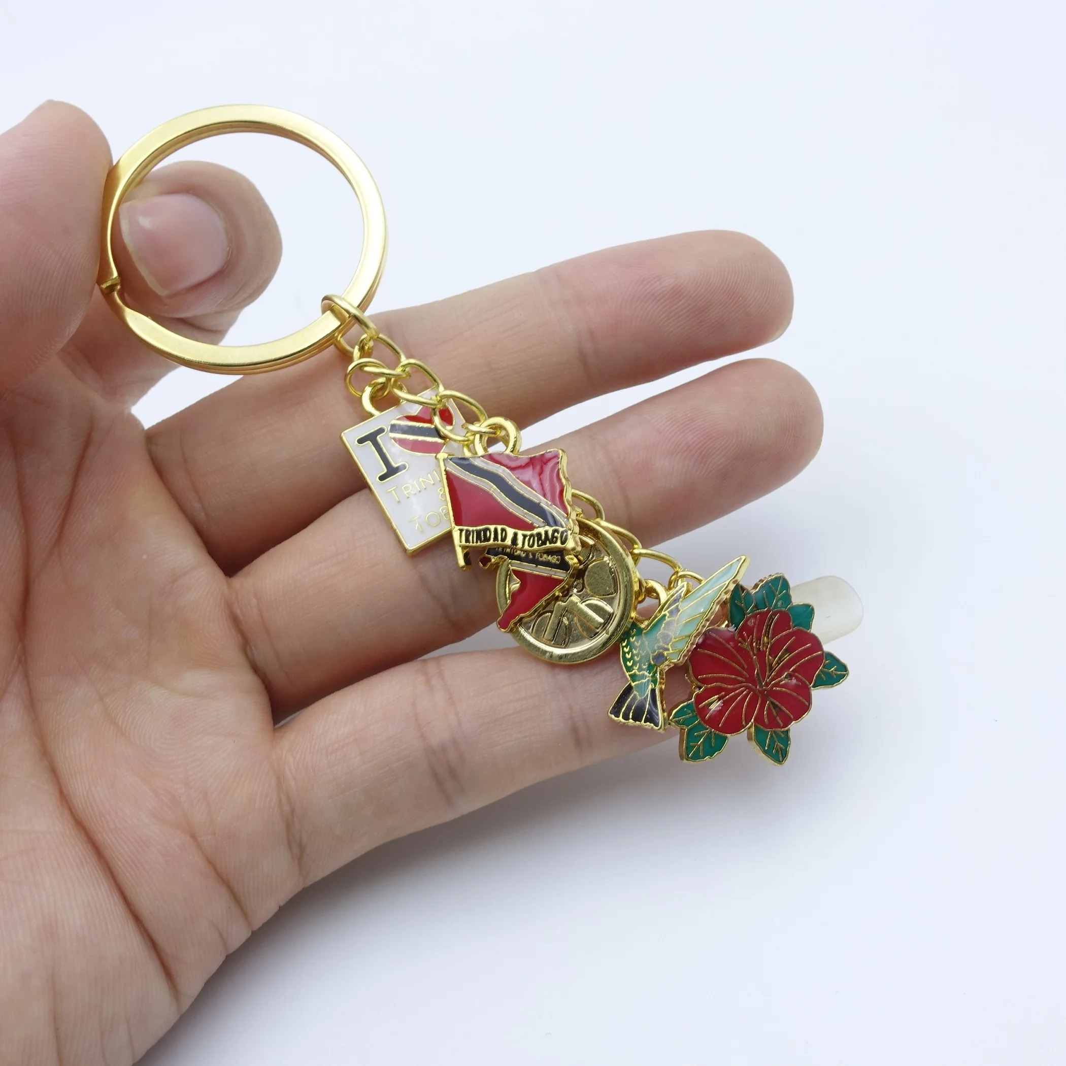 Custom Metal Raju Babani flower model plated gold key ring travel souvenir car pendant