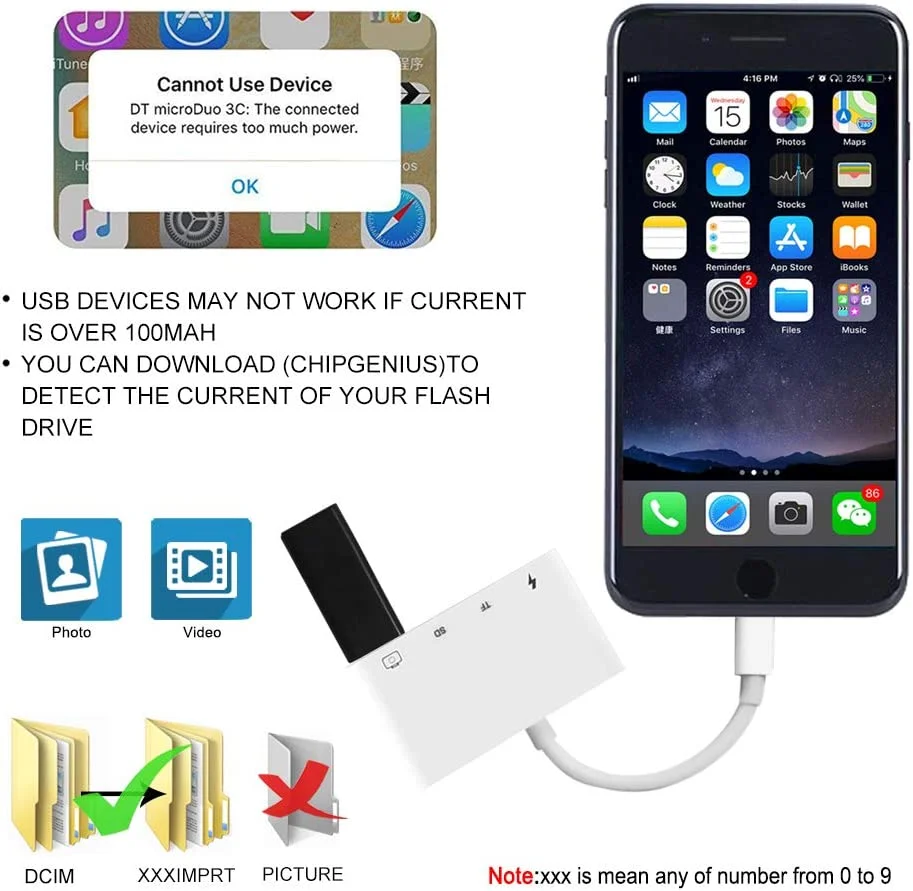 Multi Function for iPhone 4 in 1 OTG with Charging USB Port SD TF  micro Card Reader Camera Connection Kit Support IOS iPhone