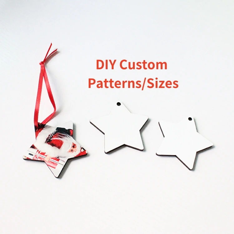 Professional Source Factory Wholesale Blank Hanging Decoration Sublimation MDF Christmas Ornaments