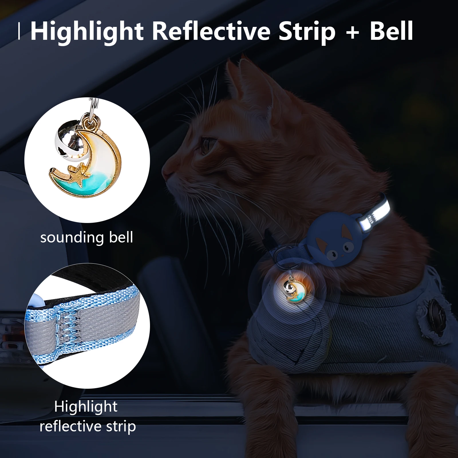 Wholesale Reflective Puppy Pet Collar Airtag Cat Collar  With Bells Outdoor Products Accessories Manufacturer