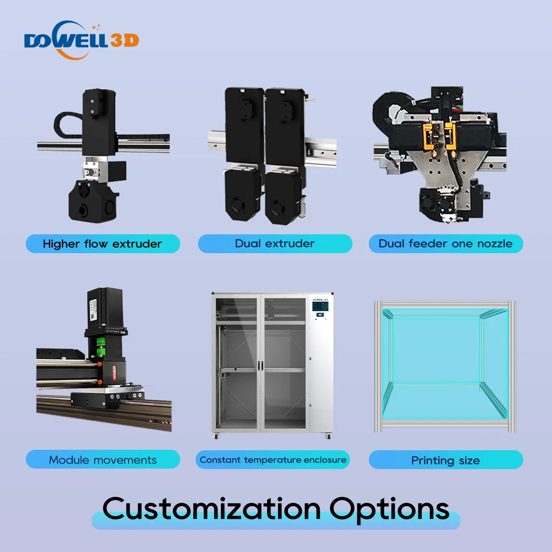 Dowell 3d digital 3d printer machine big size printing PLA ABS CARBON FIBER filament