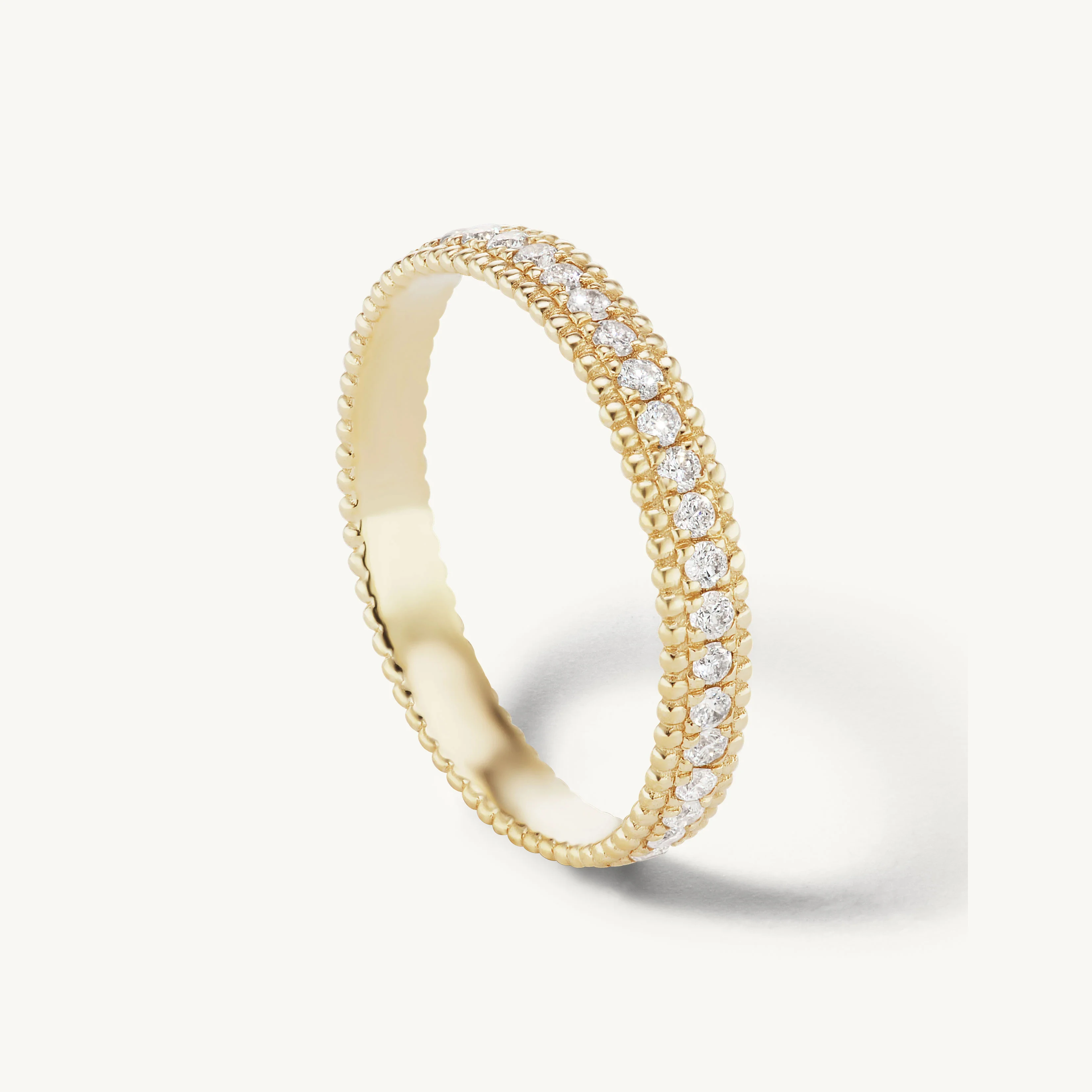 VLOVE European and American Fashion Minimalist Small Ball Micro Set Diamond Ring 14k & 18k Single Diamond Domed Ring