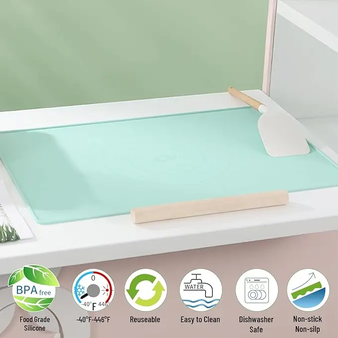 Extra Large Multipurpose Silicone Mat - Thick, Heat Resistant, Waterproof & Non-Slip Kitchen Counter Mat Kitchen Gadget Pastry