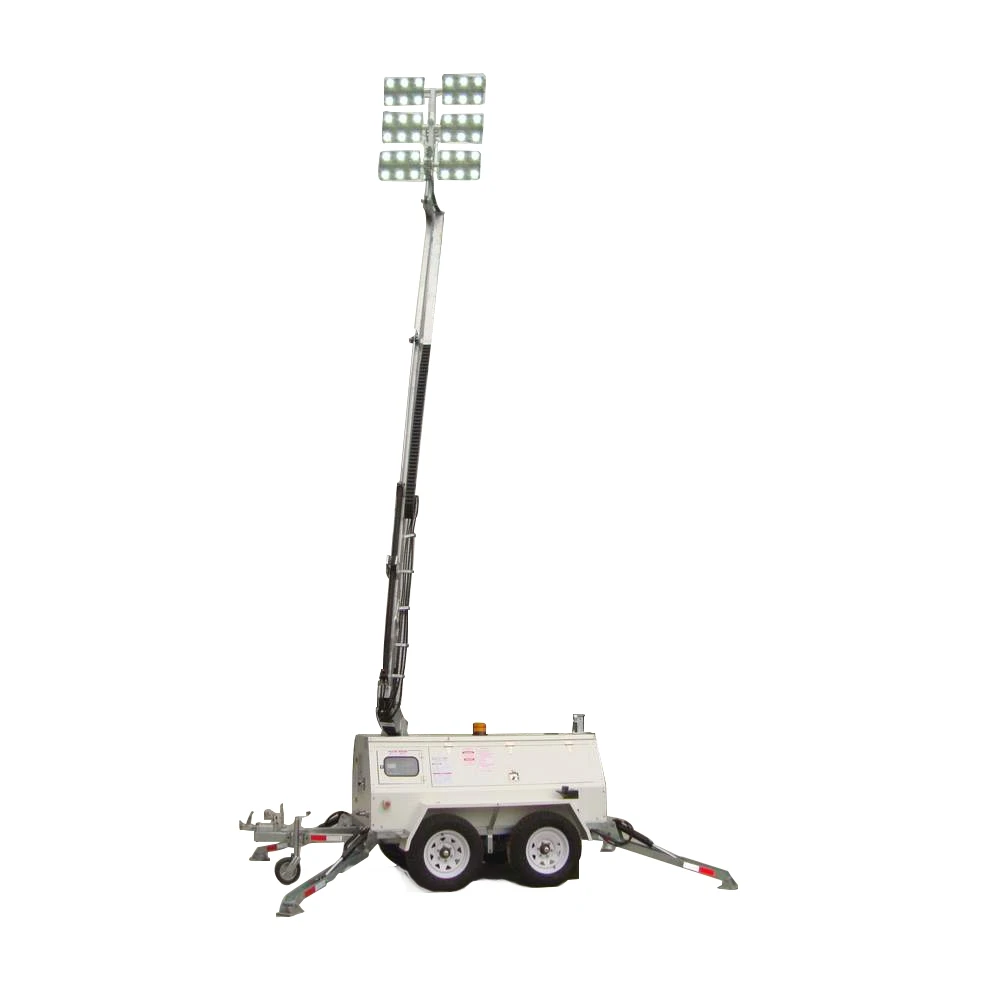 6m 9m mast 4x1000W Towable Mobile Light tower with 5kw10kw Diesel Generator