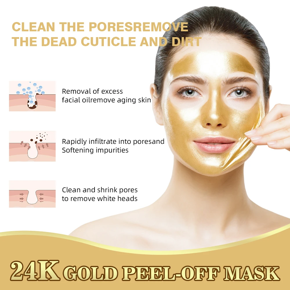 Wholesale Natural Anti Aging Whitening Organic 24k Gold Mask Collagen Peeling Peel off Clay Skin Care Gold Facial Mask