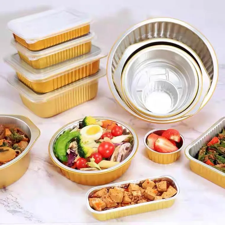 C168 108mm 6oz 168ml 4inch custom cheap wholesale price  golden aluminum foil container with lid