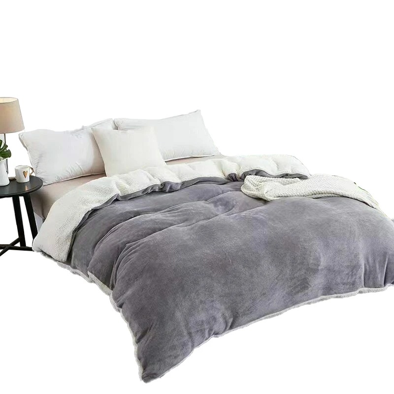 Комплект одеял распродажа полиэстер плюшевый и фланелевый серый/фиолетовый Ab одеяло
