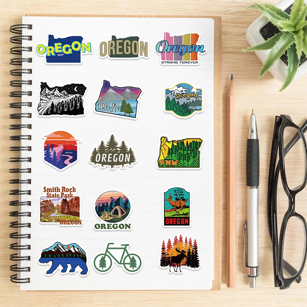50Pcs State of Oregon City Culture Graffiti Stickers for Gift Car Luggage Decor US Cities Travel Sticker