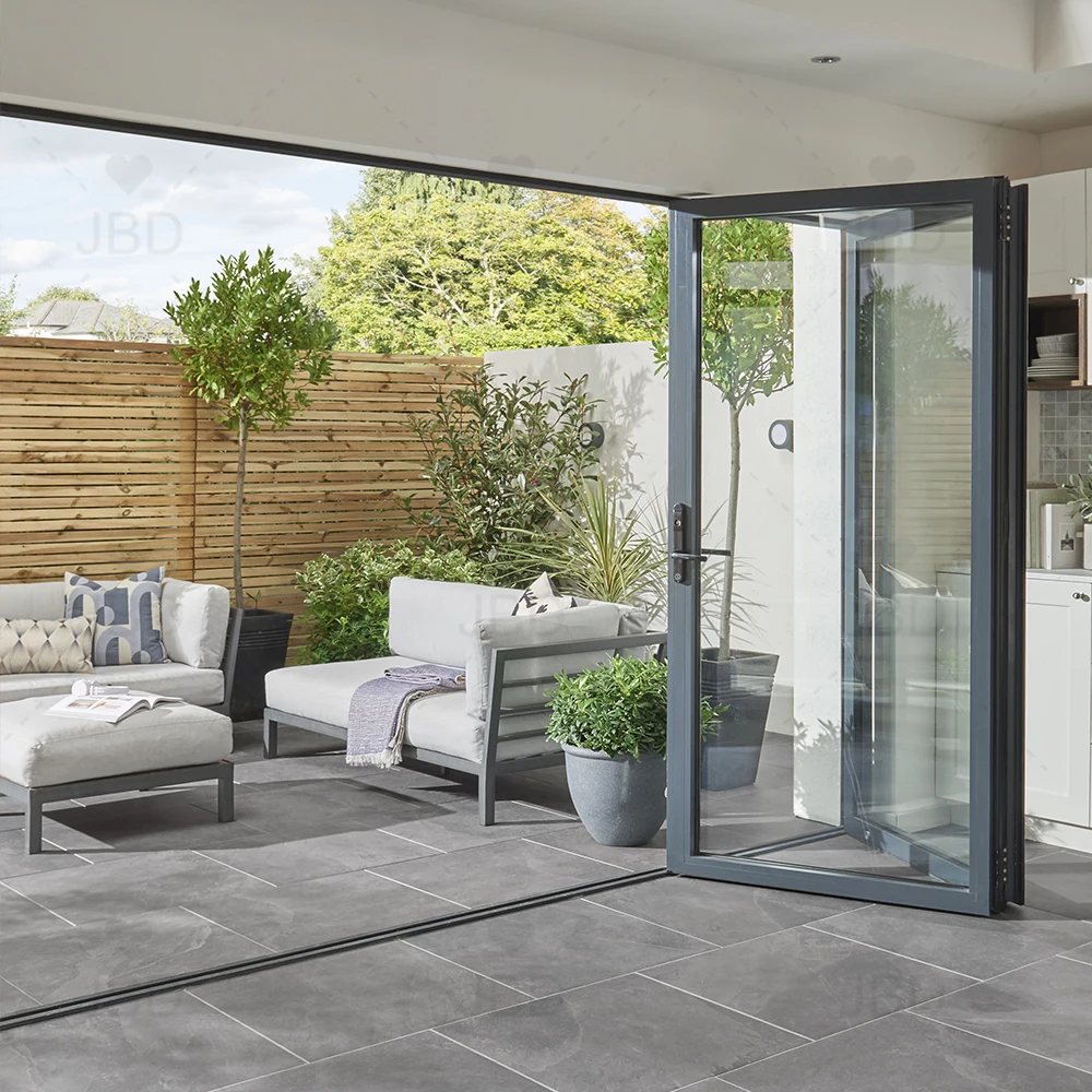 Folding Glass Doors Aluminum Door - Impact Aluminium Customized Bi Folding Foldable Graphic Design Modern Aluminum Alloy Hotel