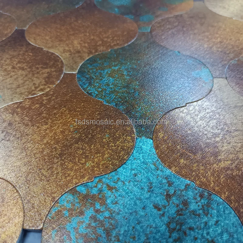 Lantern Shape Mixed Color Brushed Pattern Self Adhesive Mosaic For Bathroom Ceiling Wall Tile Aluminum Mosaic