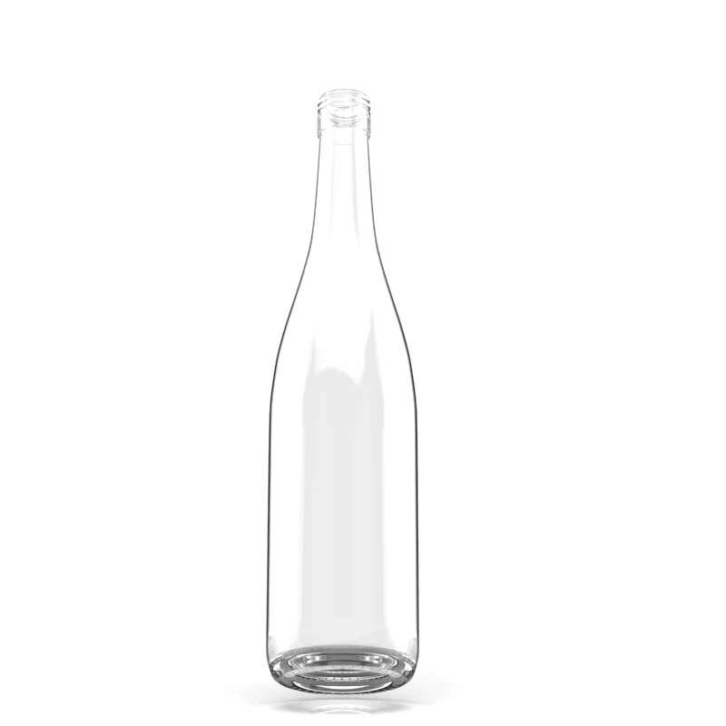 750ml Clear Flint Glass round Spirits Bottle Screen Printing Friendly for Tequila Whisky Vodka Brandy Rum with Cork Seal