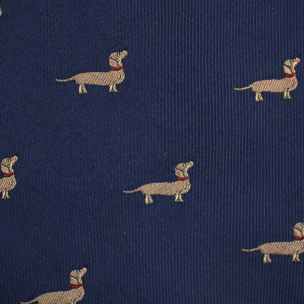 Модный индивидуальный дизайн с животными 100% шелк темно-синий Высококачественный галстук с вышивкой с логотипом опрокидной головкой