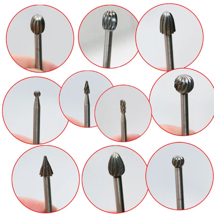 20Pcs 3MM high speed steel Woodworking Rotary Burr Set File Rasp Drill Bit for Wood Carving