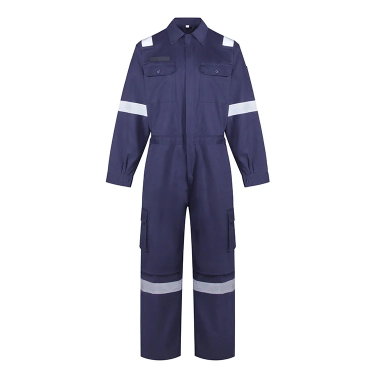 FR Rated Fire Retardant Coveralls Jump Suit Flame Retardant 100% Cotton Long Sleeve OEM with High Visibility Reflective Tape