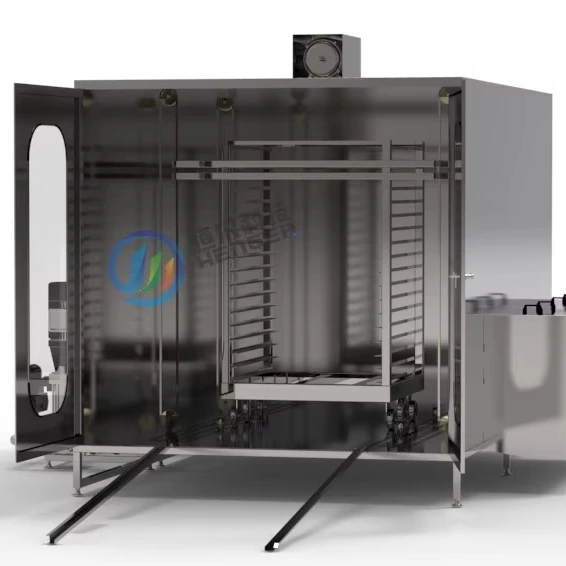 smoked trolley rack washing machine/trolley washer for food factory