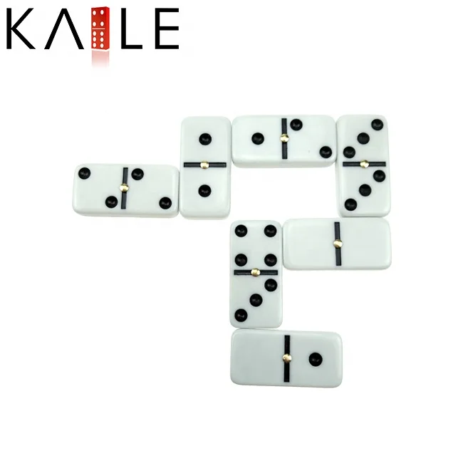 Kaile factory wholesales double 6 domino tile set custom black dot with travel zipper bag casino grade for gambling game