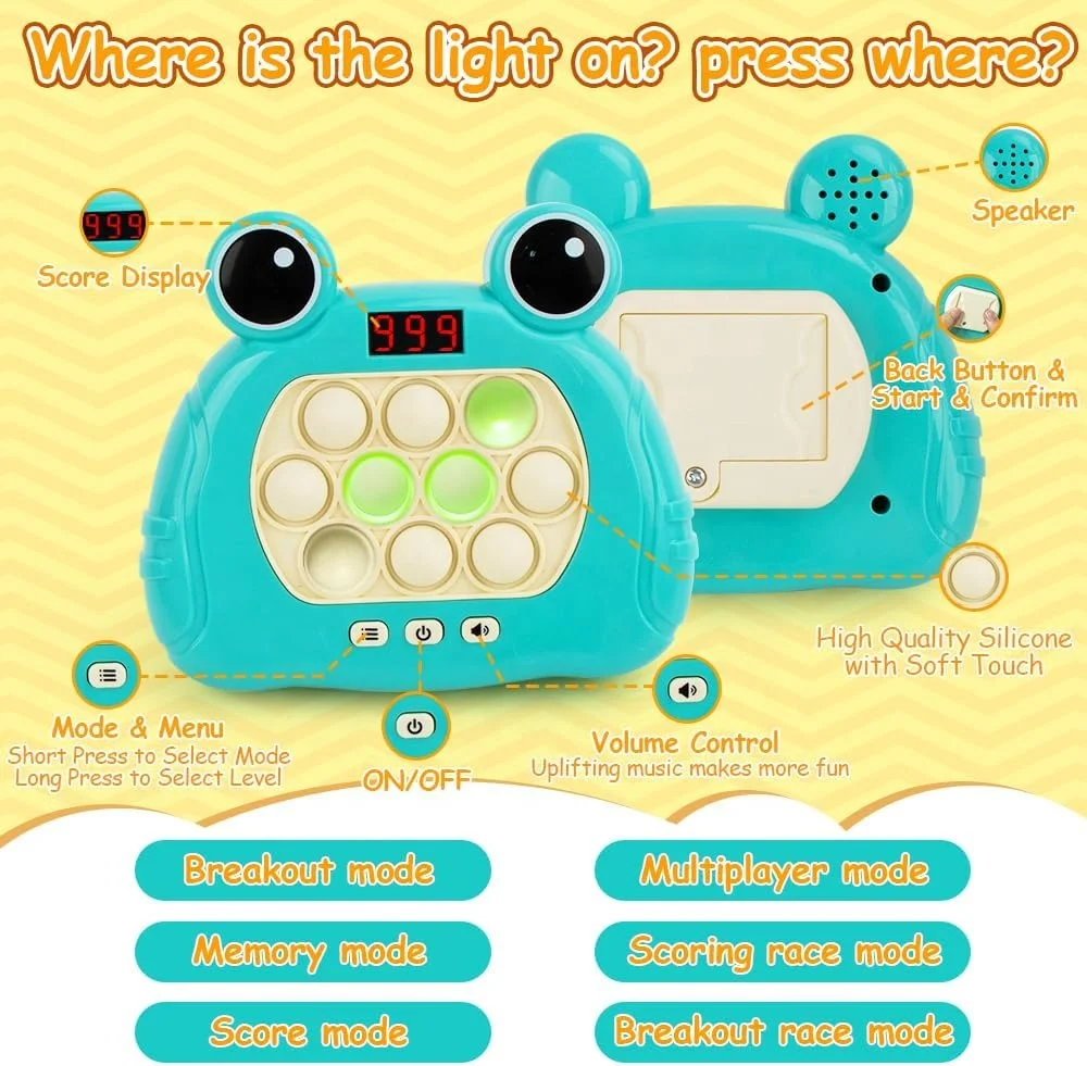 For Gift 6 Models Version with Game Clearance LED Screen Handheld Puzzle Game Fast Push Press Bubble Game Sensory Fidget Toys