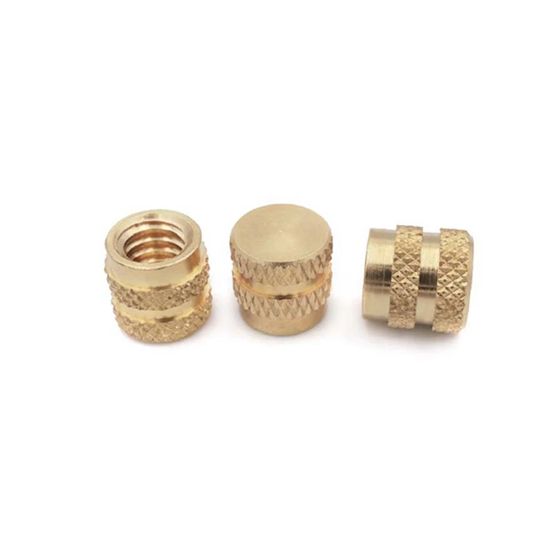 stainless steel brass throuh hole knurled threaded inserts nut plastic embedded fasteners injection molded nuts