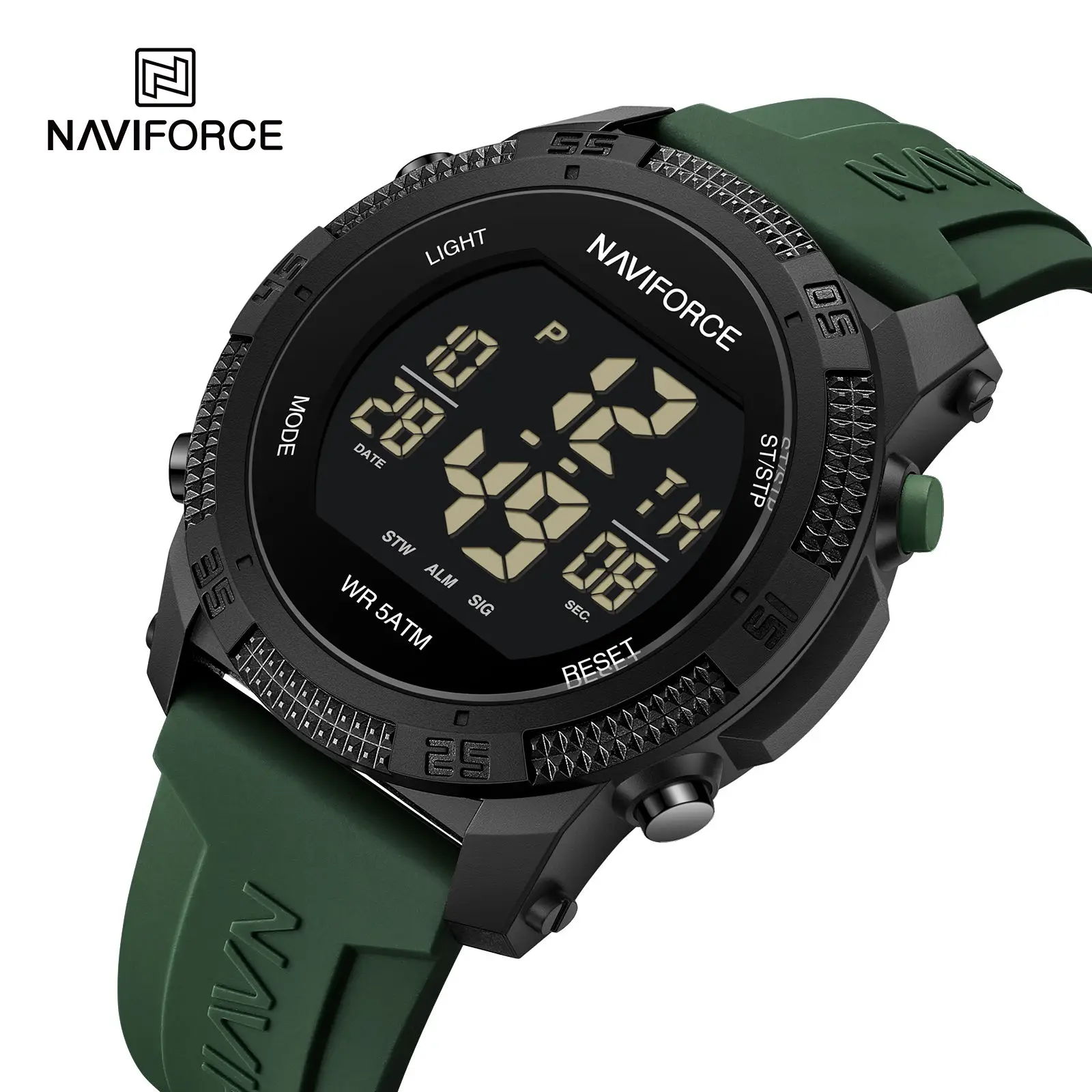 Naviforce NF7104 hot sell personalized gents digital watch Silicone strap Luminous Multifunction storage sports watch company
