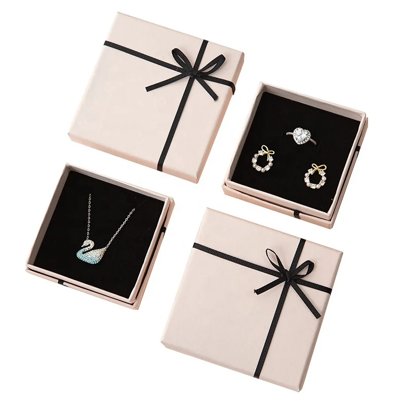 Custom Logo Ring Necklace Bracelet Earrings Jewelry Packaging Boxes  Exquisite Jewelry Gift Box Packaging Set For Small Business