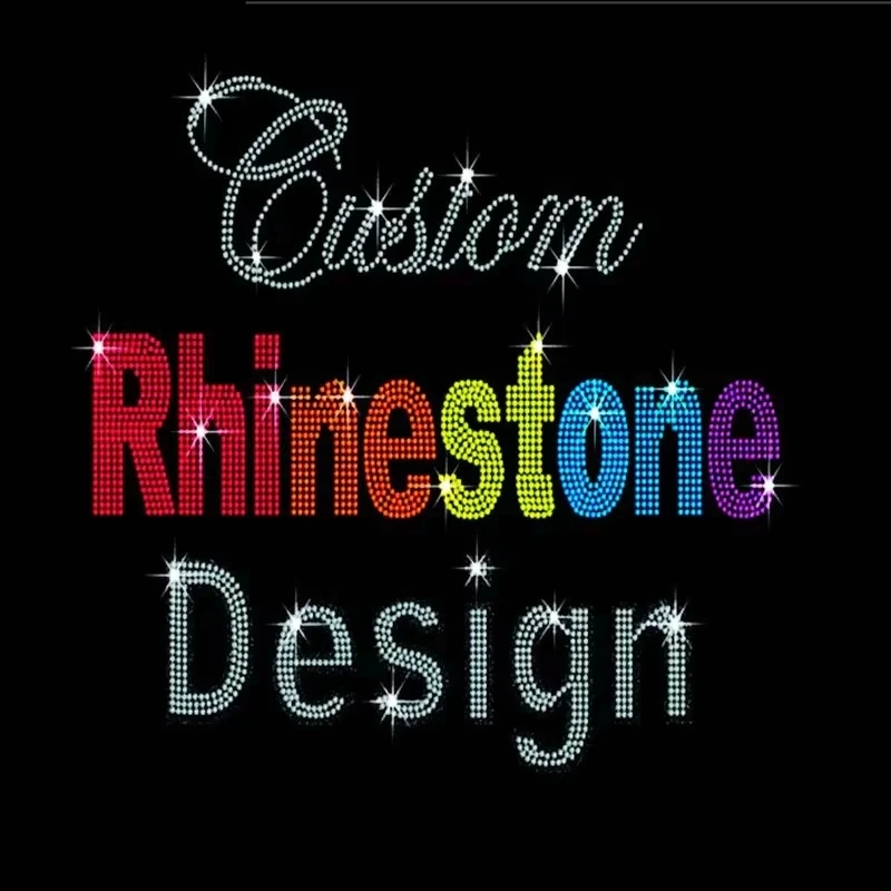 Custom Rhinestone LOGO Heat  Transfer Hotfix Rhinestone Transfer Design Iron on Motif Transfer Design for Garments