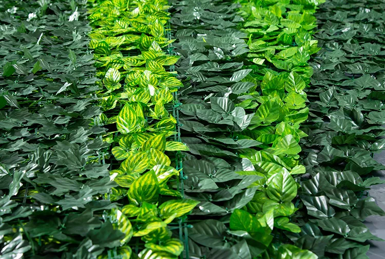 backyard garden decoration faux roll leaves green plant plastic fence artificial leaf wall