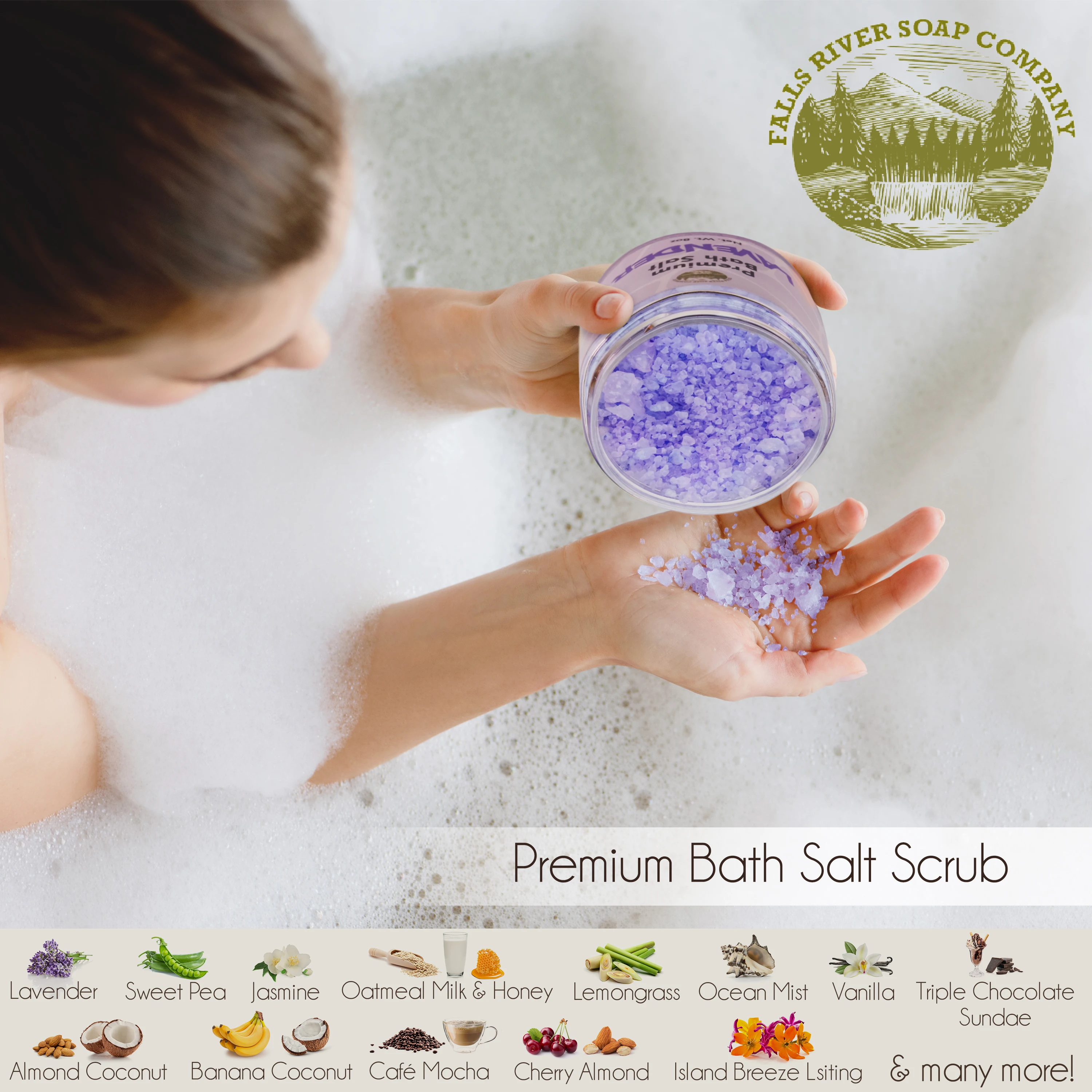 Natural  Premium Bath Salt Scrub Natural Sweet Pea salt body scrubt for men and women