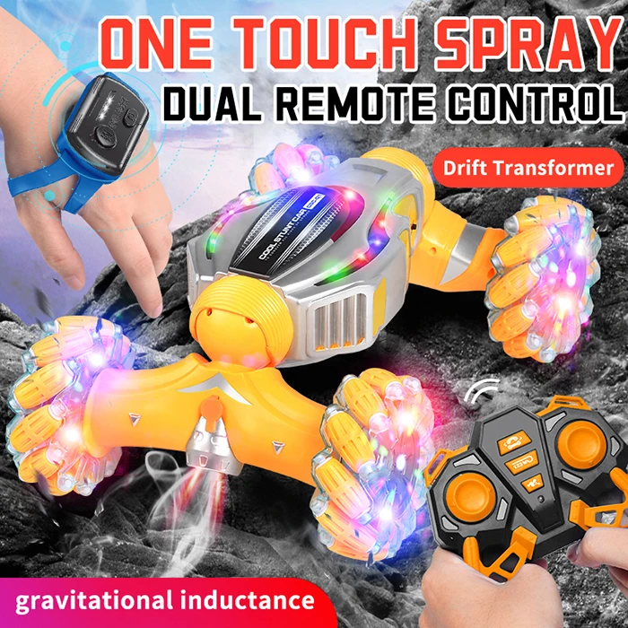 2.4g Dual Gesture Remote Control Kids Rc Toy Rc Off Road Climbing Drift Spray Stunt Car 360 Twist Rc Car With Music And Light