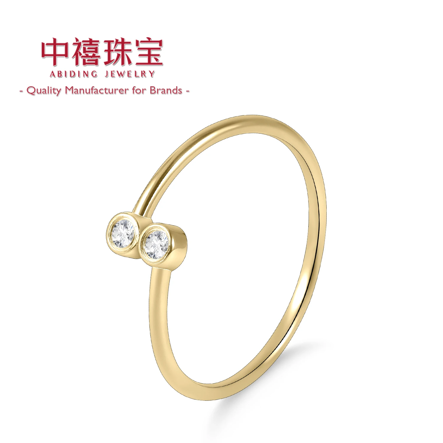 Abiding On-Time Delivery New Styles Diamond Ring Women Customize Non Tarnish Jewelry Two Stone Collection 14K Gold Rings