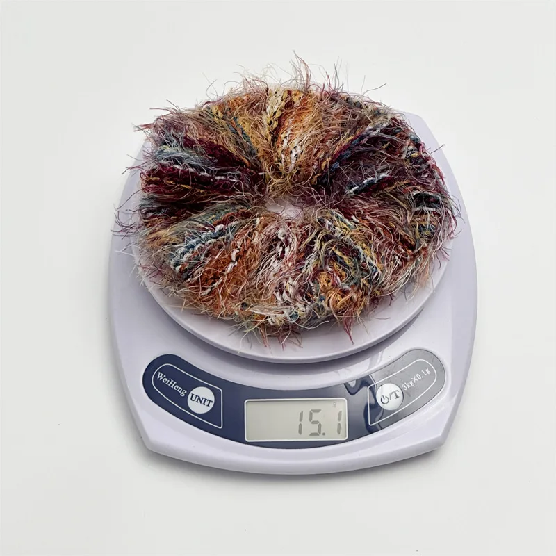 Sweet autumn winter hair Accessories  Soft Mixed Color Mohair Yarn Knitting Stripe Plush Scrunchies elasticity Hair Bands