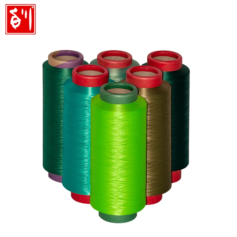Baichuan 100% polyester dope dyed recycled yarns from pet jar bottles