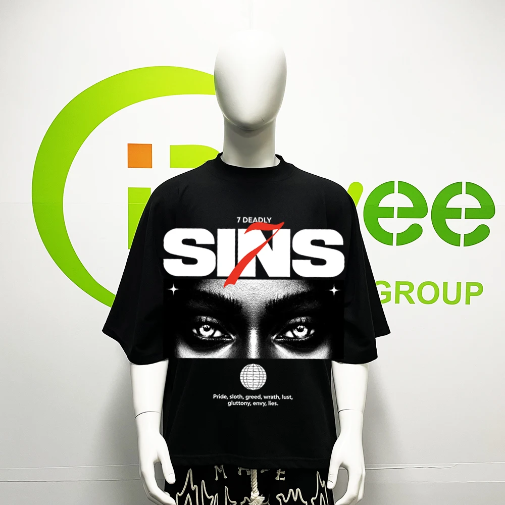 300Gsm Boxy Unisex Printed T Shirt Manufacturer Custom Oversize Plain T Shirt Screen Printing Drop Shoulder Cropped T Shirt Men