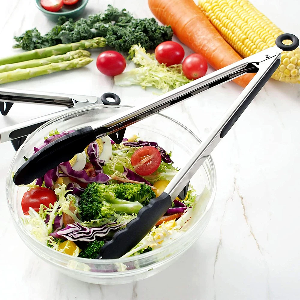 Kingwise Kitchen Accessories Silicone Salad Steak Vegetable Pasta Bread Meat BBQ Grill Baking Kitchen Food Tongs