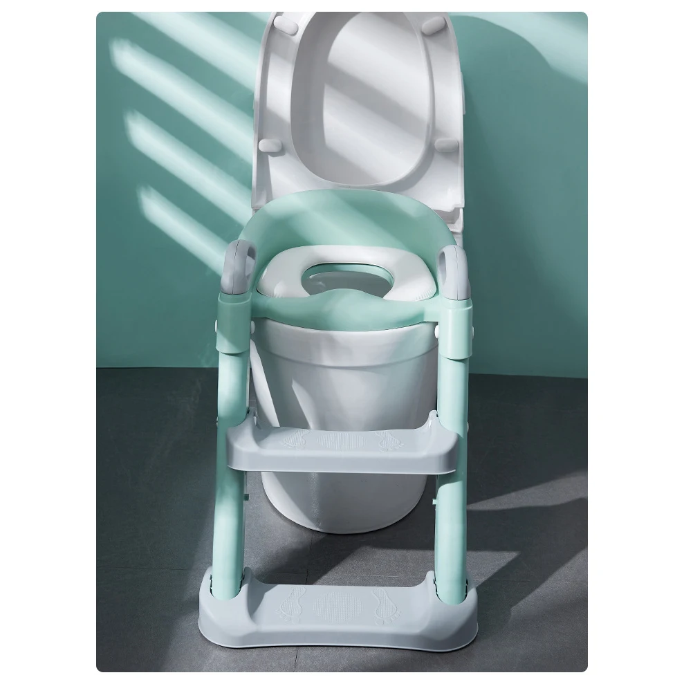 Printed 1500ml Happy Flute Women Travel Baby Pretty Potty Commode Eith Luggage Toilet Seat With Laddar Back Rest 2 Ears Belt