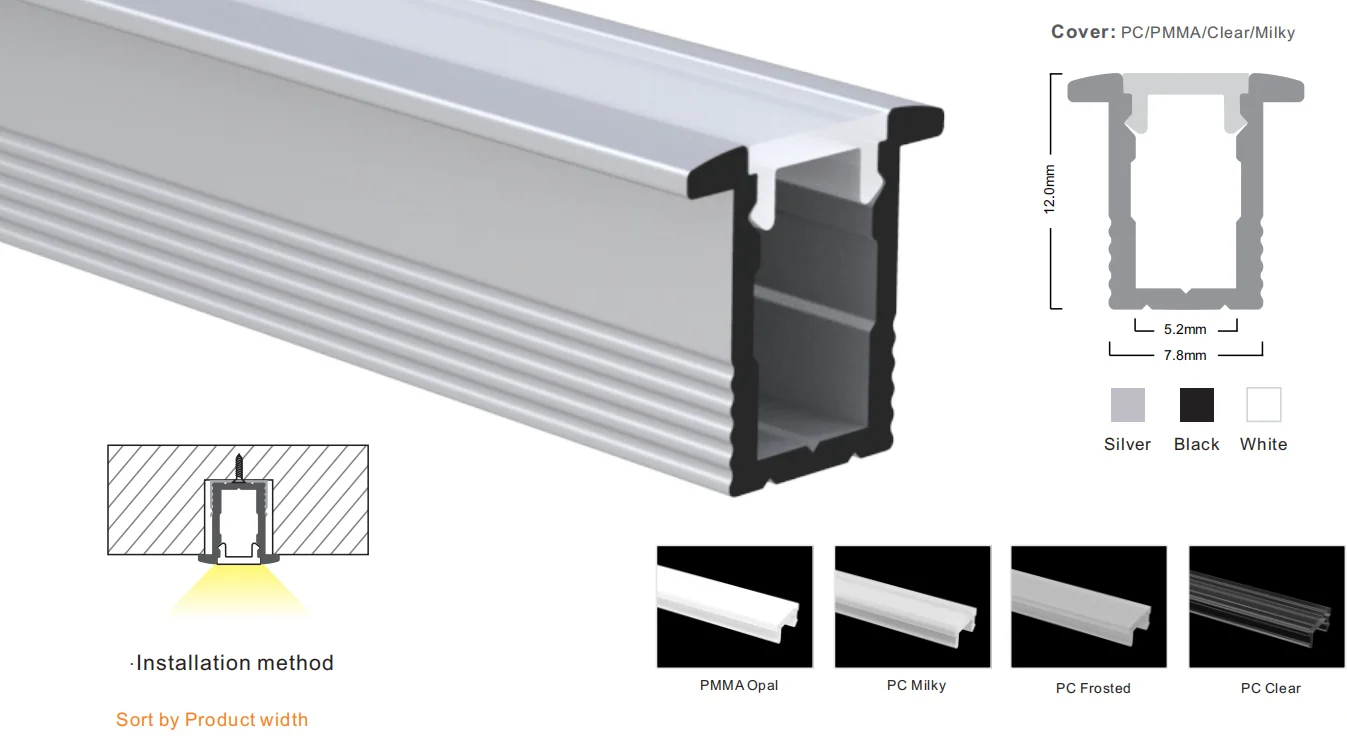 Led Aluminum profile customized for led lighting strip  recessed aluminium profile