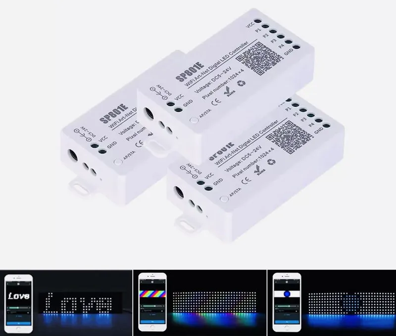 Контроллер приложения Wi-Fi SP801E WS2812B WS2811 SK6812 WS2815 цифровой однопроводный RZ-код светодиодный драйвер