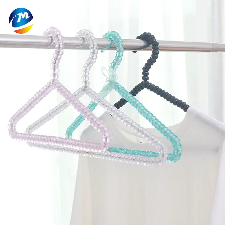 40cm pearl bead plastic adult hanger clothes rack wardrobe hangers slip-resistant pearl hanger